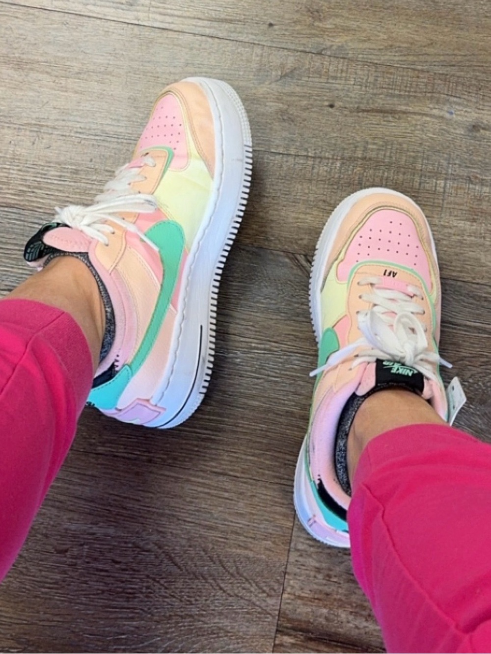 Nike pastel multi-panel sneakers in Pink, Peach, Mint, Yellow, White